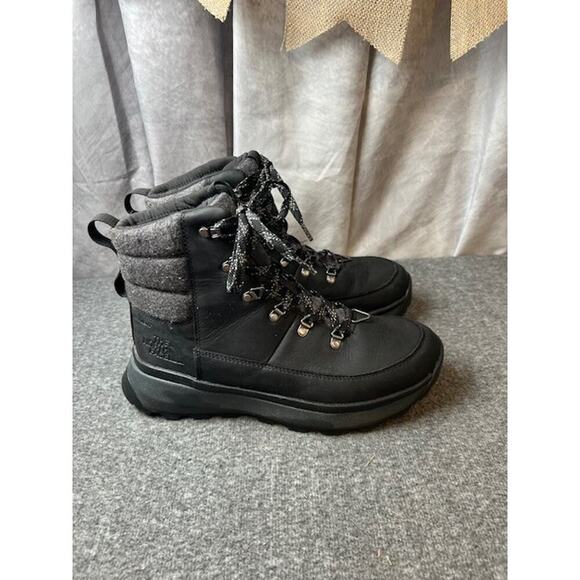 The North Face Bergen Leather Waterproof Boot Size 10.5 Black Leather Lace Up - Picture 2 of 12